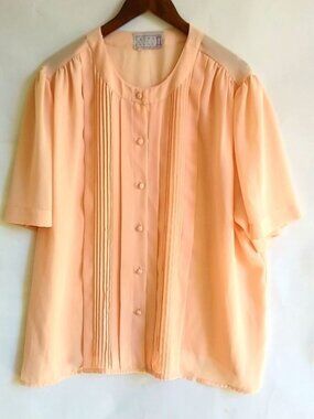 Laura and Jayne II 2X Orange Semi-Sheer Top